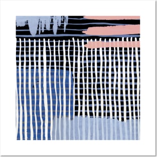 Pocket - Abstract Striped Geo Blue Posters and Art